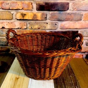 Vintage Handmade Woven Organizing Wicker Basket